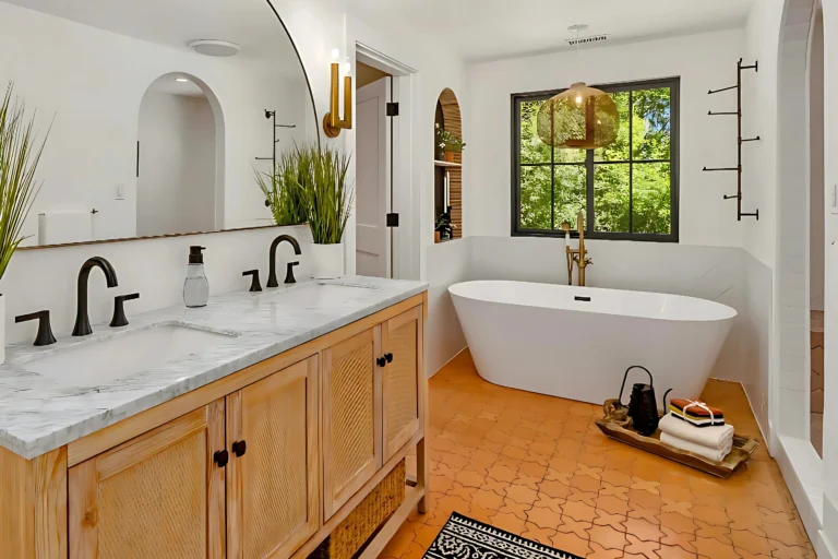 Bathroom Remodel with Standalone Tub and Dual Sink Vanity