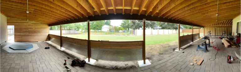 Outdoor Patio and Privacy Wall for Hot Tub