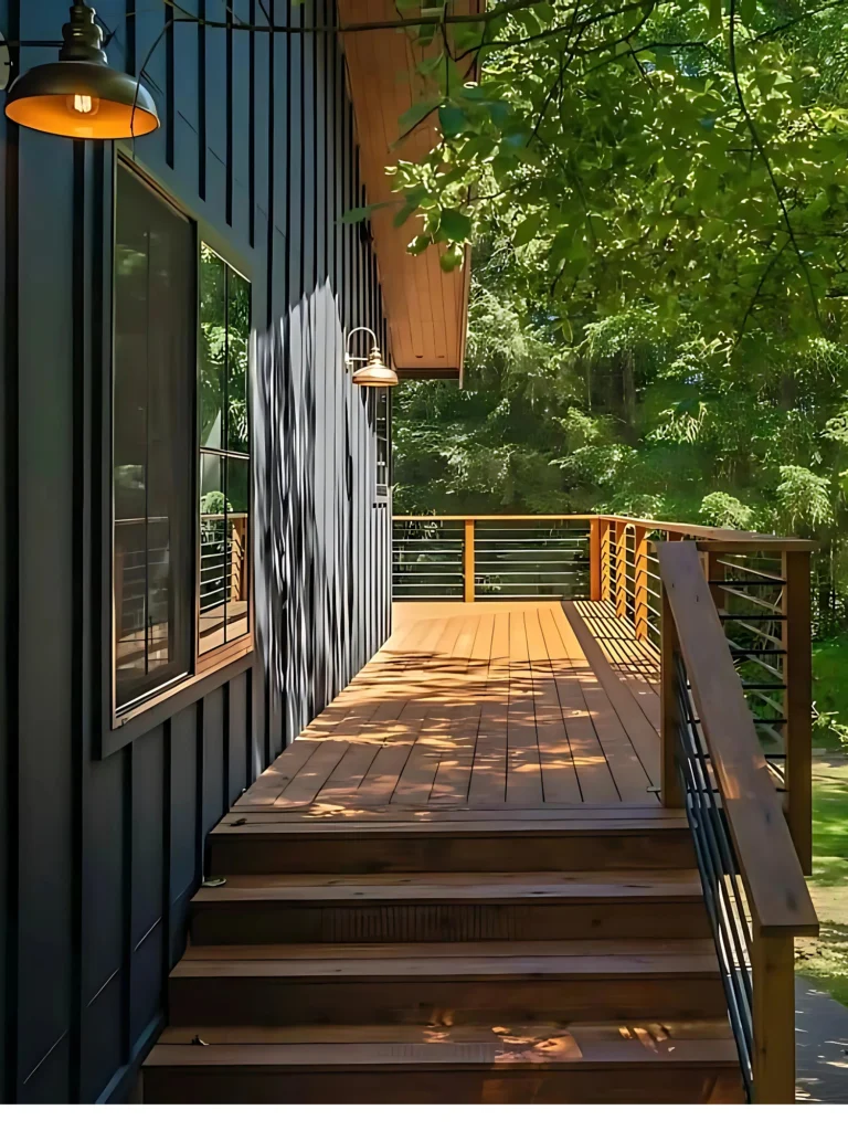 Outdoor Wraparound Wood Deck