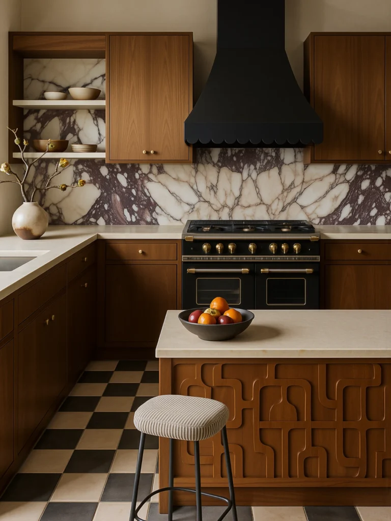 Retro Kitchen with Black Range Hood